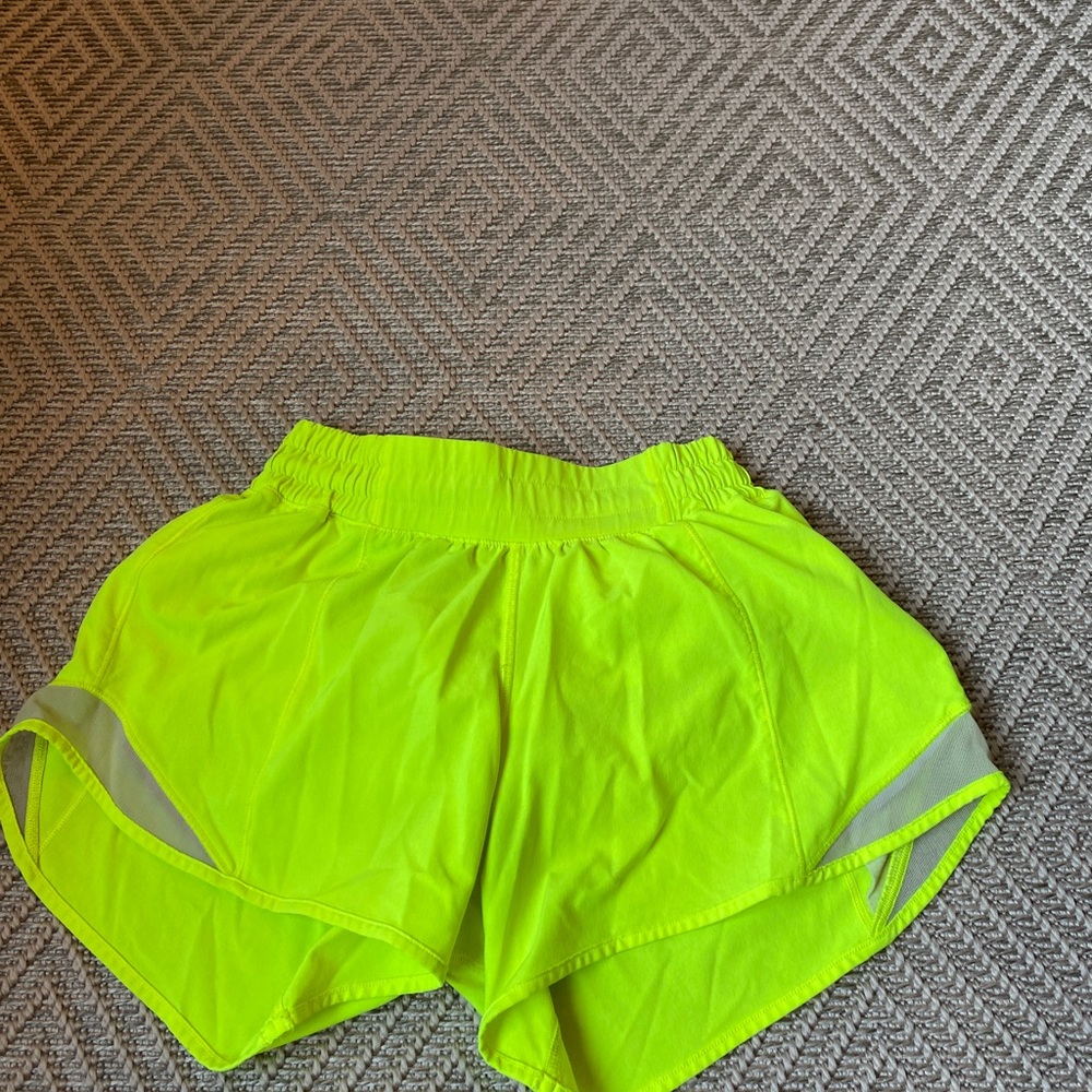 Neon green Lululemon shorts. Size 2 tall